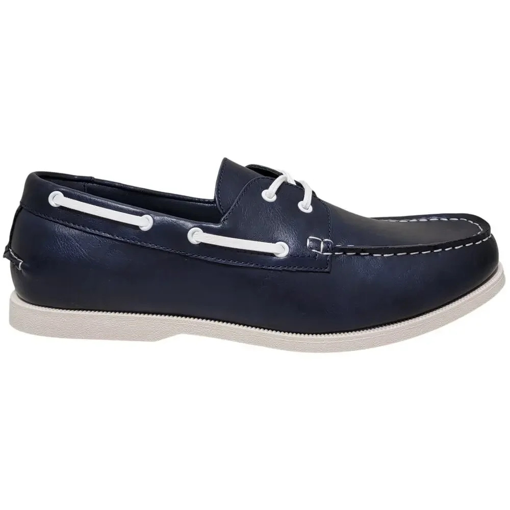 Club Room Men Elliot 2-Eye Casual Boat Shoe Size US 11M Navy Blue Faux Leather